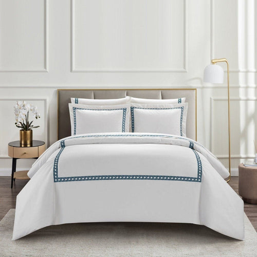 Chic Home Lewiston 7 Piece Cotton Blend 1500 TC Duvet Cover Set Navy