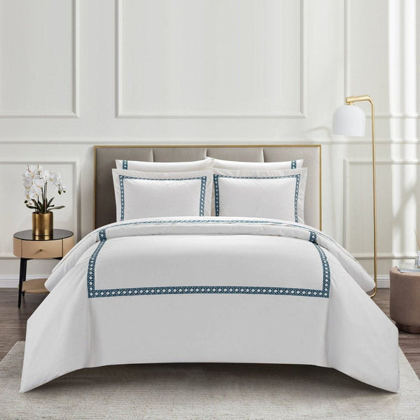 Chic Home Lewiston 7 Piece Cotton Blend 1500 TC Duvet Cover Set Navy