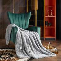 Chic Home Liana Jacquard Faux Fur Throw Blanket Grey