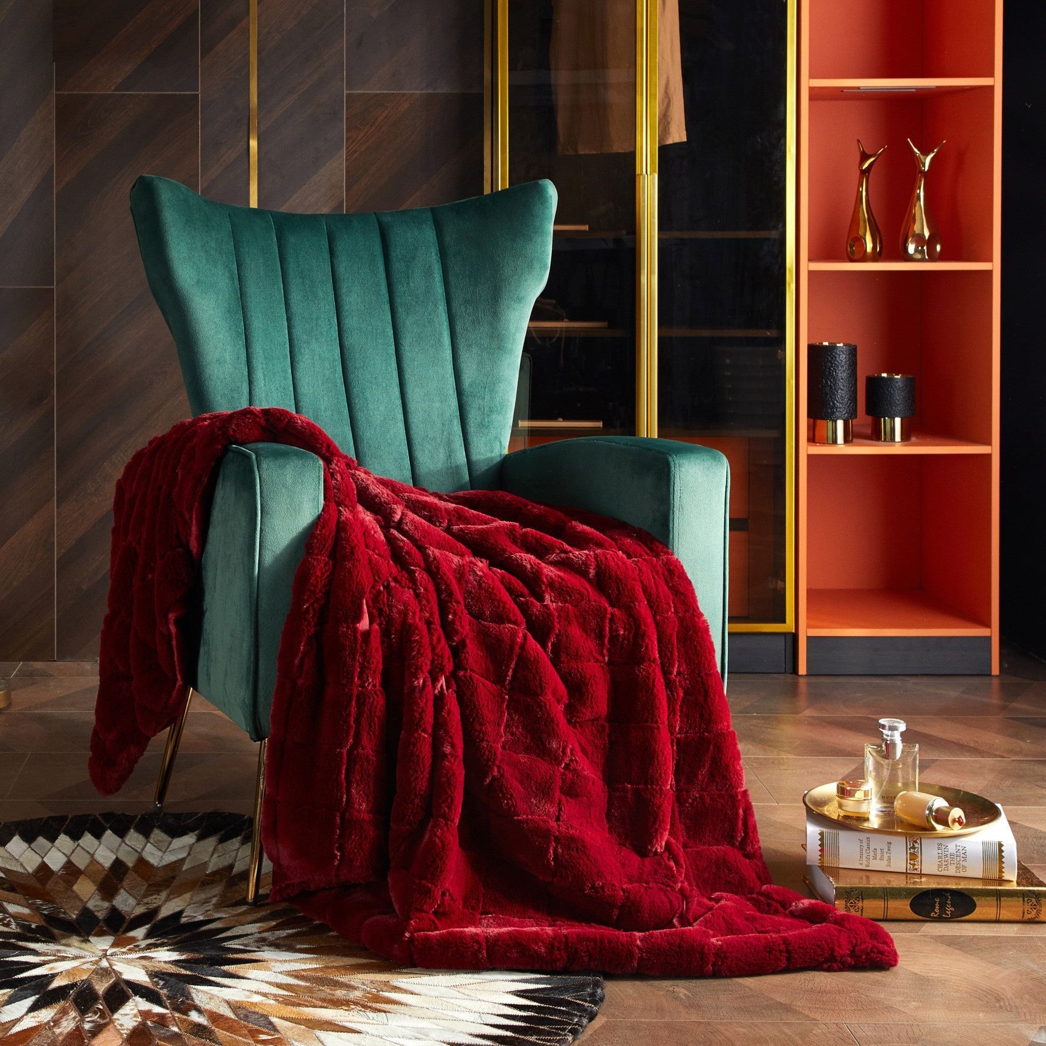 Red fur throw 2025 blanket