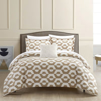 Chic Home Miles 8 Piece Geometric Pattern Comforter Set Beige
