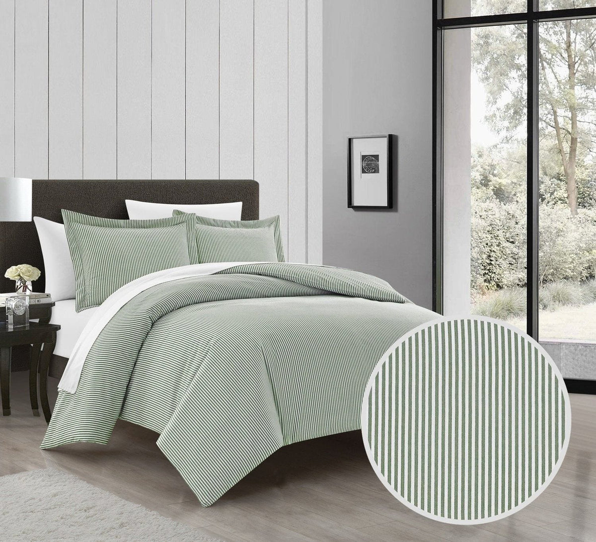 Chic Home Morgan 3 Piece Striped Duvet Cover Set 