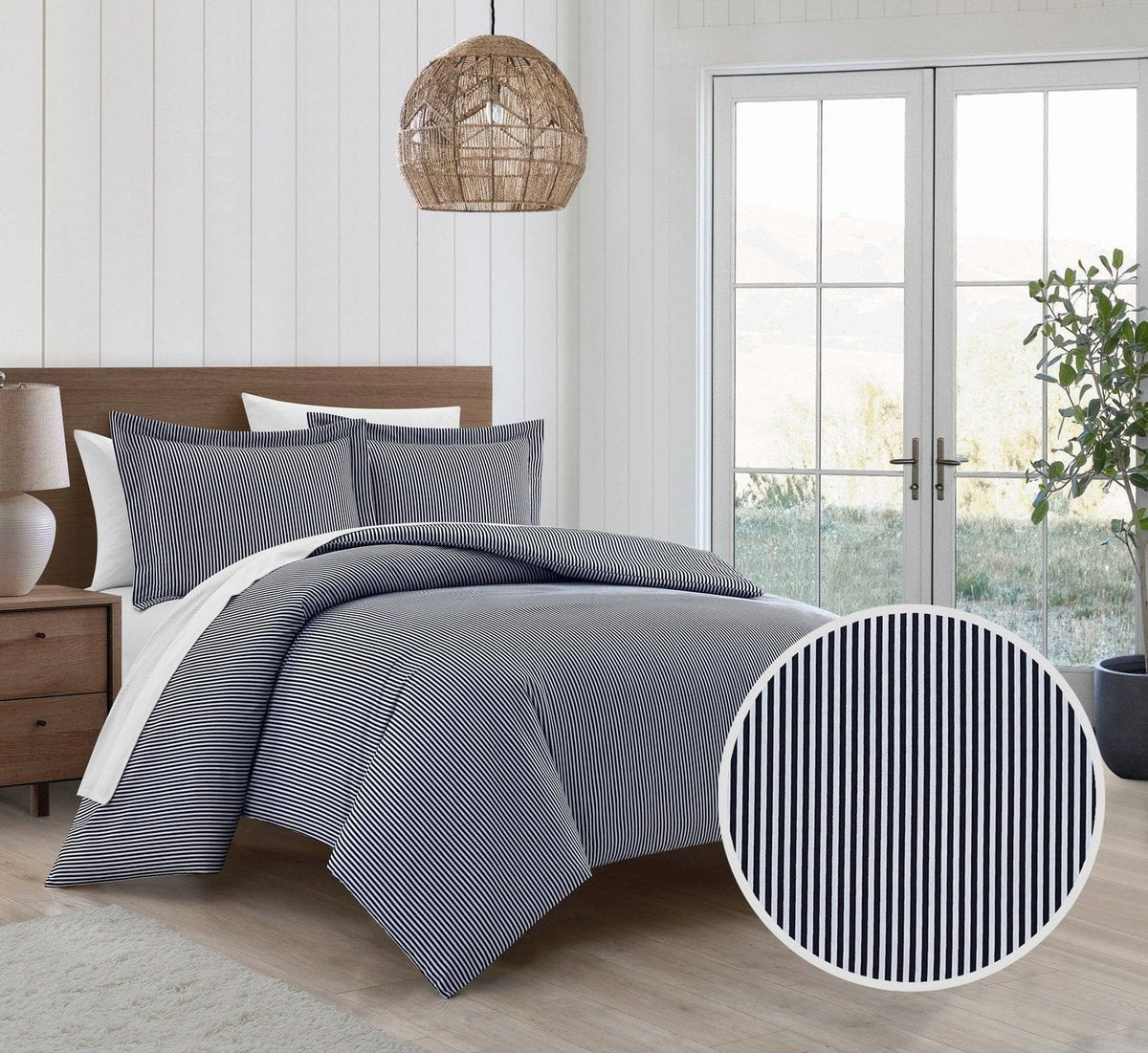 Chic Home Morgan 3 Piece Striped Duvet Cover Set 