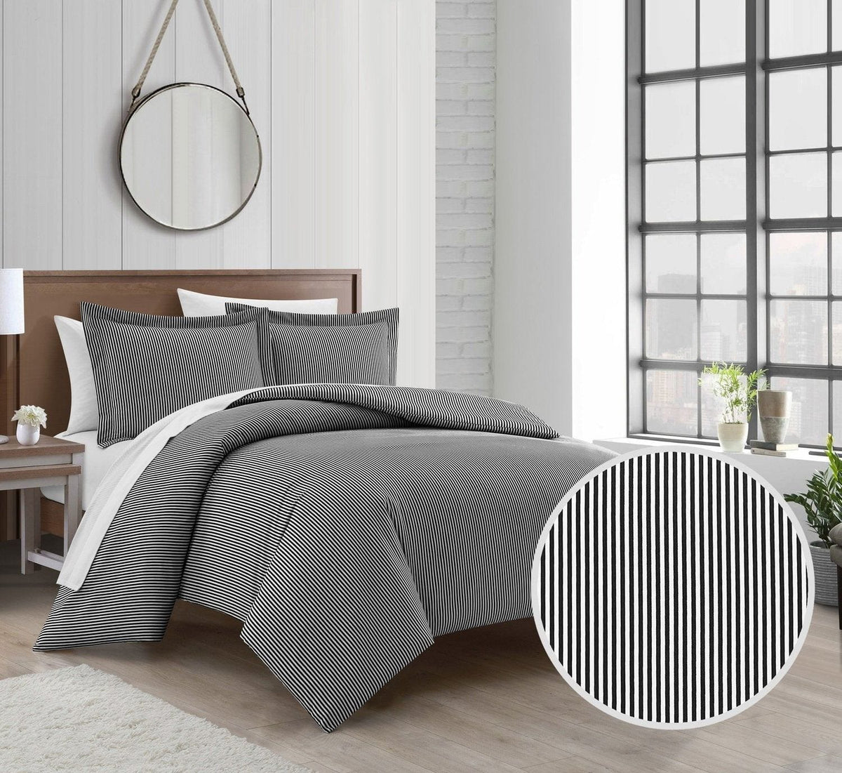 Chic Home Morgan 3 Piece Striped Duvet Cover Set 