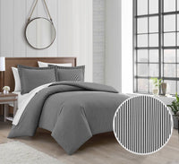 Chic Home Morgan 3 Piece Striped Duvet Cover Set 