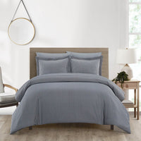 Chic Home Morgan 7 Piece Striped Duvet Cover Set Navy