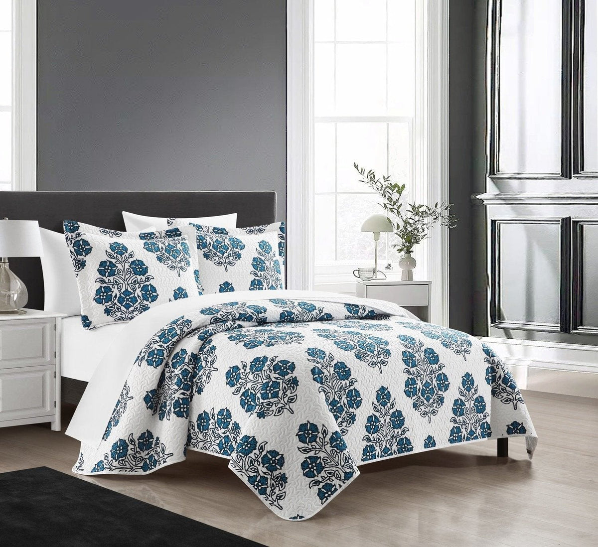Chic Home Morris 7 Piece Floral Medallion Print Quilt Set 