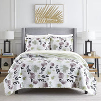 Chic Home Parson Green 7 Piece Reversible Watercolor Floral Print Quilt Set Green