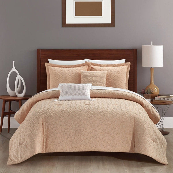 Chic Home Reign 5 Piece Jacquard Comforter Set Blush