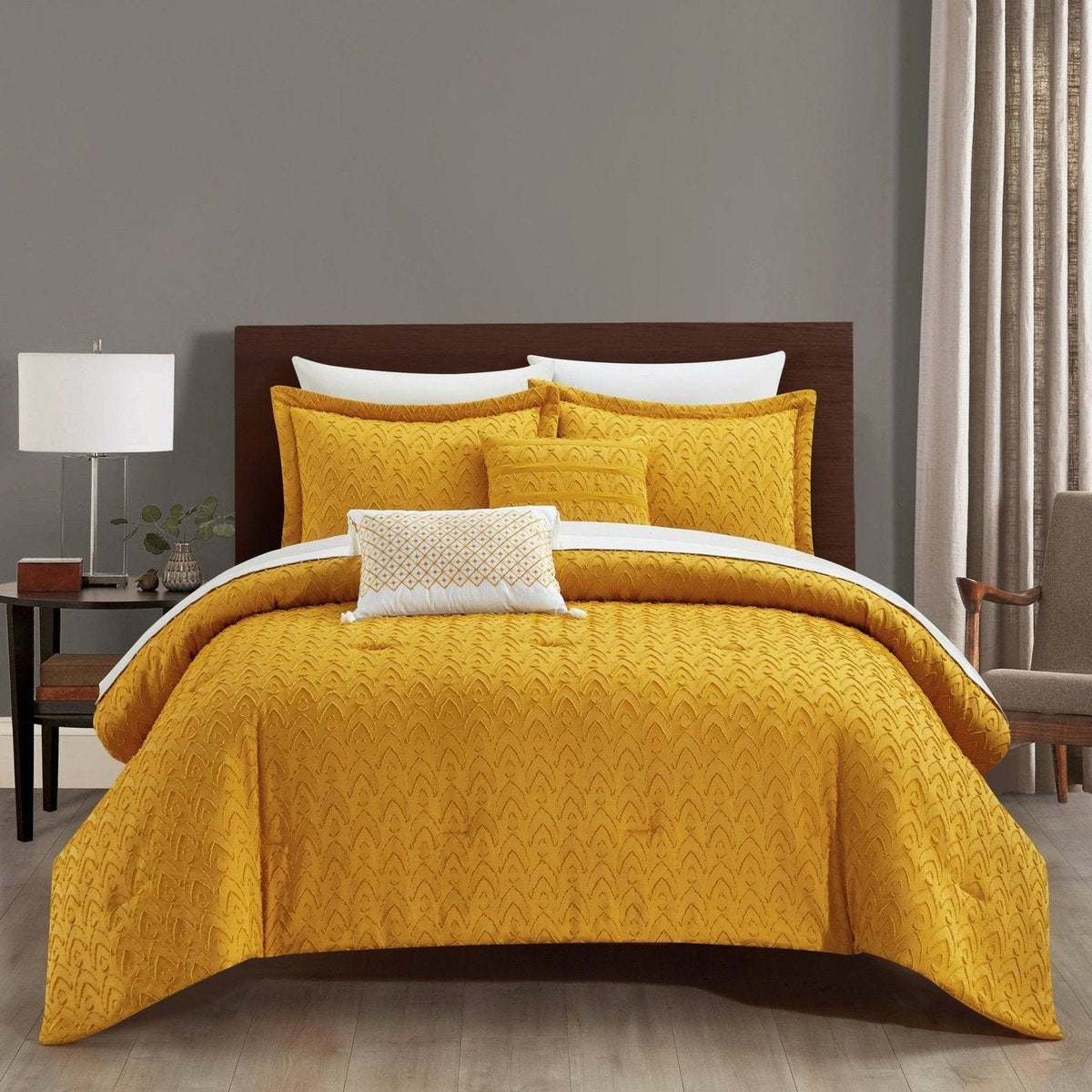 Chic Home Reign 5 Piece Jacquard Comforter Set Mustard