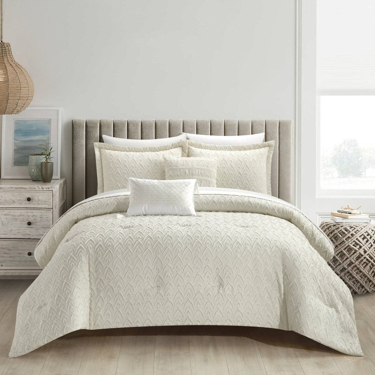 Chic Home Reign 9 Piece Jacquard Comforter Set Beige
