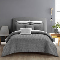Chic Home Reign 9 Piece Jacquard Comforter Set Grey
