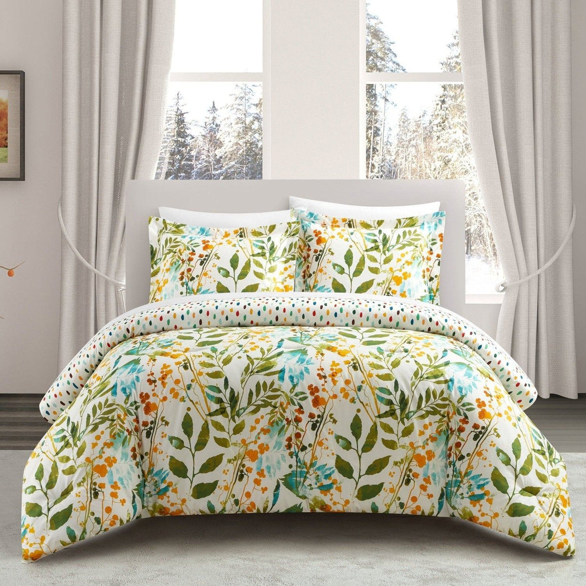 Chic Home Robin 3 Piece Reversible Floral Print Duvet Cover Set Twin