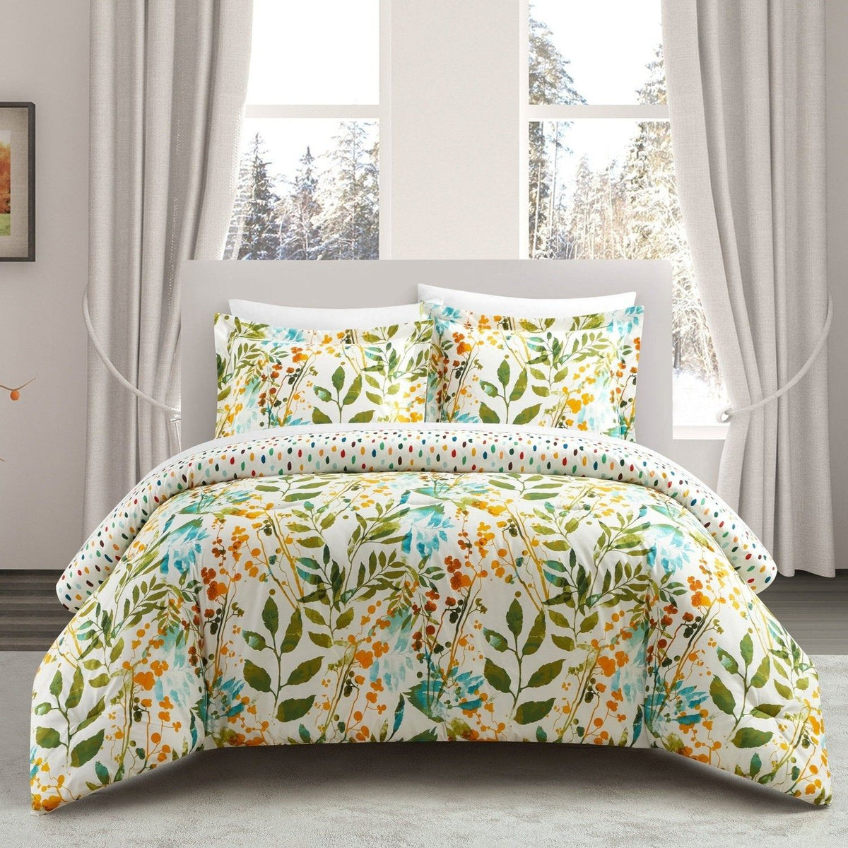 Chic Home Robin 7 Piece Reversible Floral Print Duvet Cover Set Twin