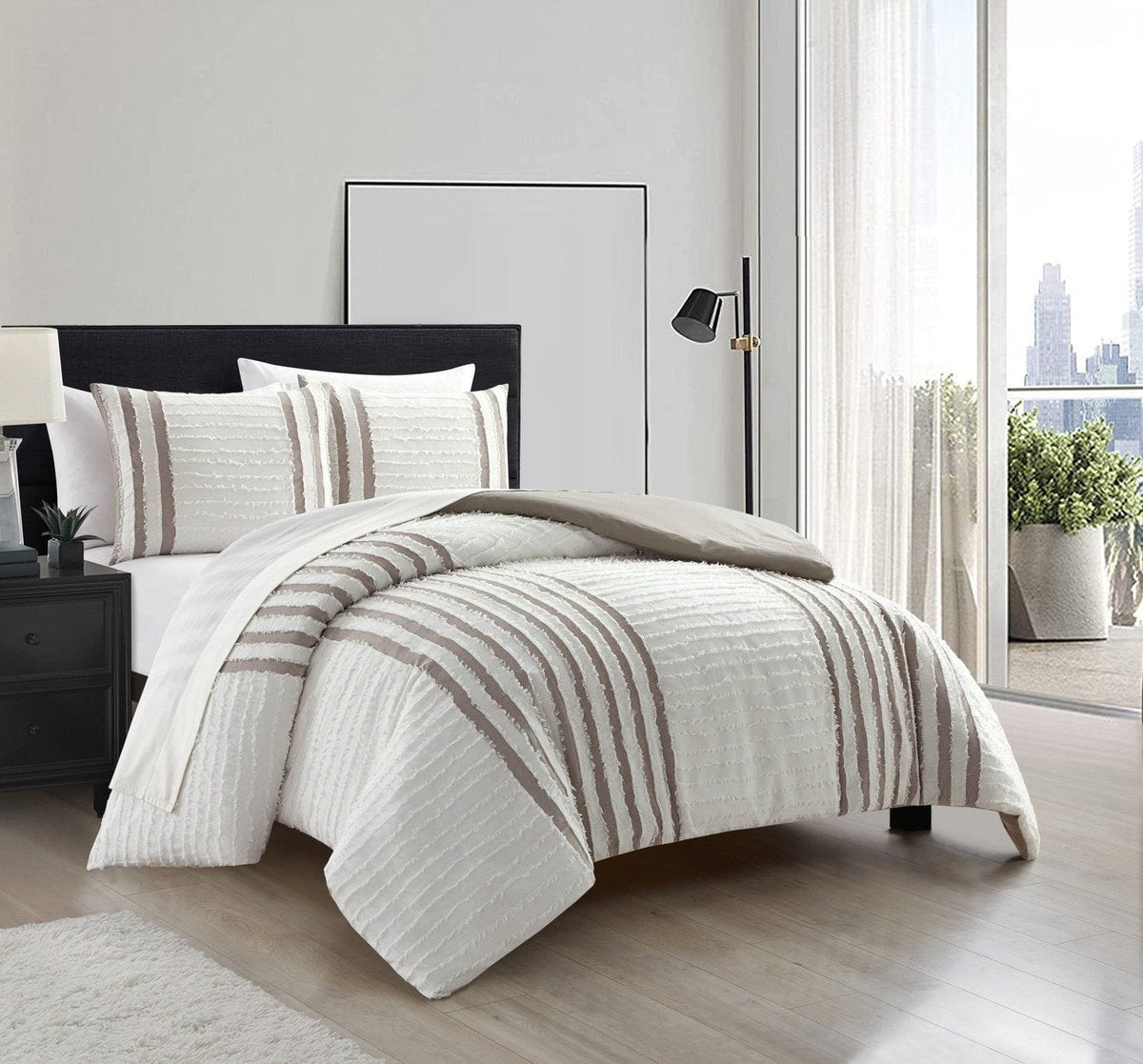 Chic Home Salma 3 Piece Cotton Jacquard Duvet Cover Set 