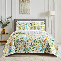Chic Home Shea 3 Piece Reversible Floral Print Quilt Set Twin