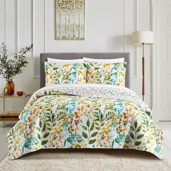 Chic Home Shea 3 Piece Reversible Floral Print Quilt Set Twin