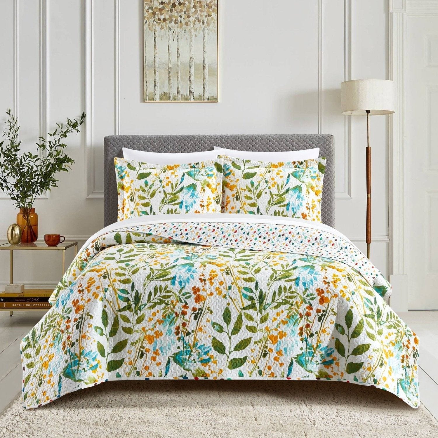 chic home Shea 7 Piece Reversible Floral Print Quilt Set