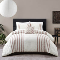 Chic Home Sofia 4 Piece Cotton Jacquard Comforter Set Blush
