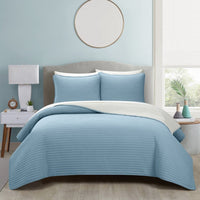 Chic Home St Paul 3 Piece Sherpa Lined Quilt Set Blue