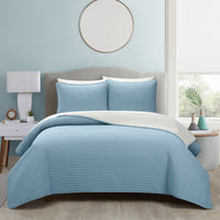 Chic Home St Paul 7 Piece Sherpa Lined Quilt Set Blue