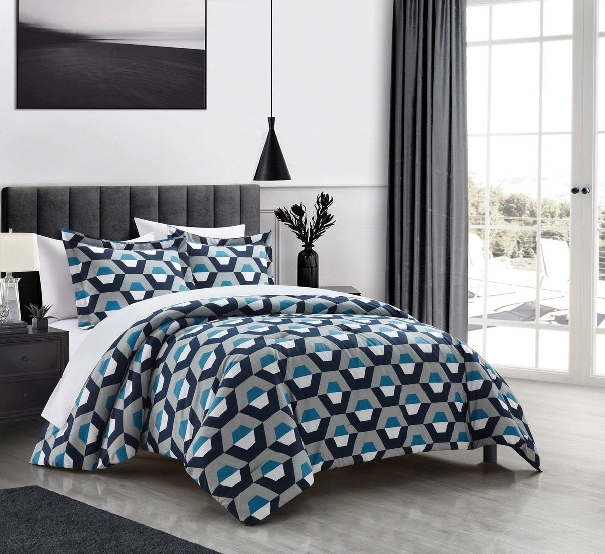 Chic Home Tudor 3 Piece Geometric Pattern Duvet Cover Set 