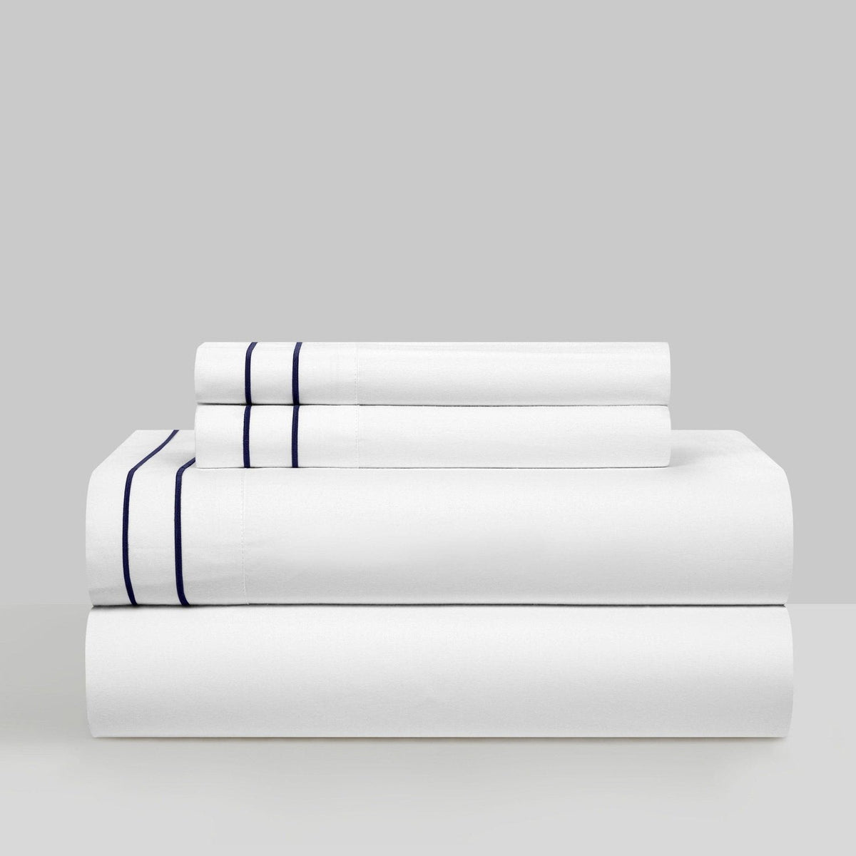 Chic Home Valencia 4 Piece Embroidered Cotton Sheet Set Navy
