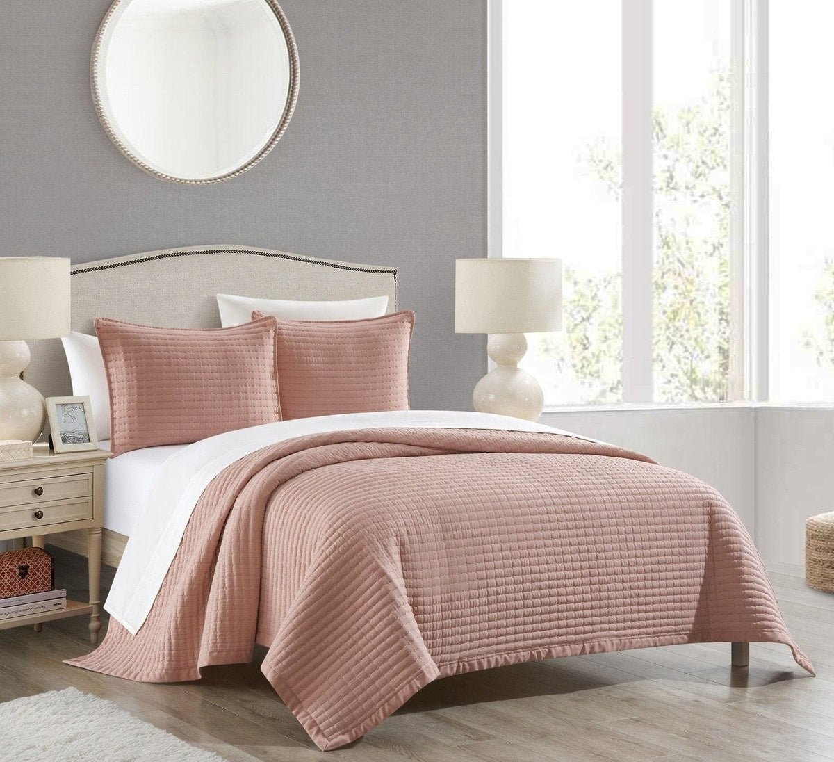 Chic Home Xavier 3 Piece Square Tile Pattern Quilt Set 