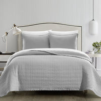 Chic Home Xavier 3 Piece Square Tile Pattern Quilt Set Grey