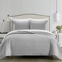 Chic Home Xavier 7 Piece Square Tile Pattern Quilt Set Grey