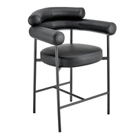 Iconic Home Chubby Faux Leather Counter Stool 