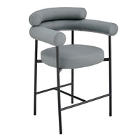 Iconic Home Chubby Faux Leather Counter Stool 