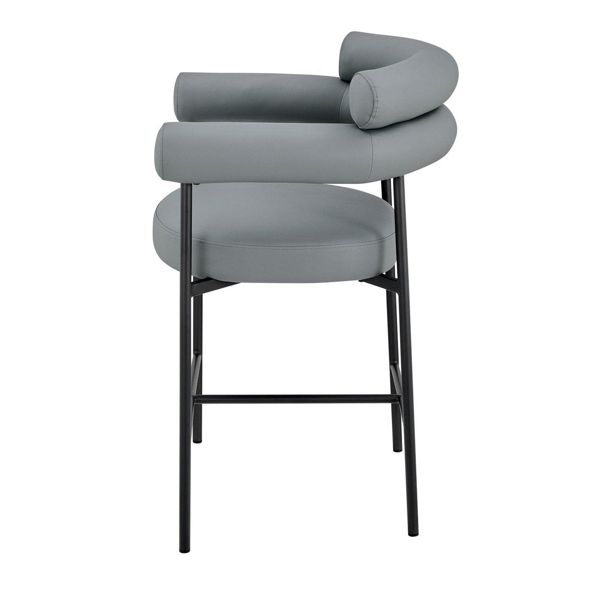 Iconic Home Chubby Faux Leather Counter Stool 