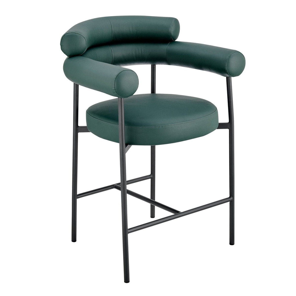 Iconic Home Chubby Faux Leather Counter Stool 