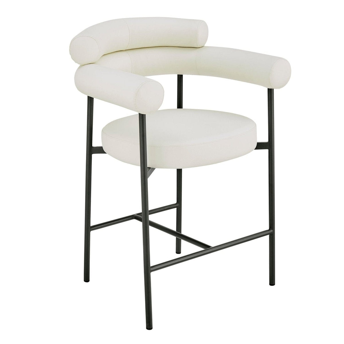 Iconic Home Chubby Faux Leather Counter Stool 