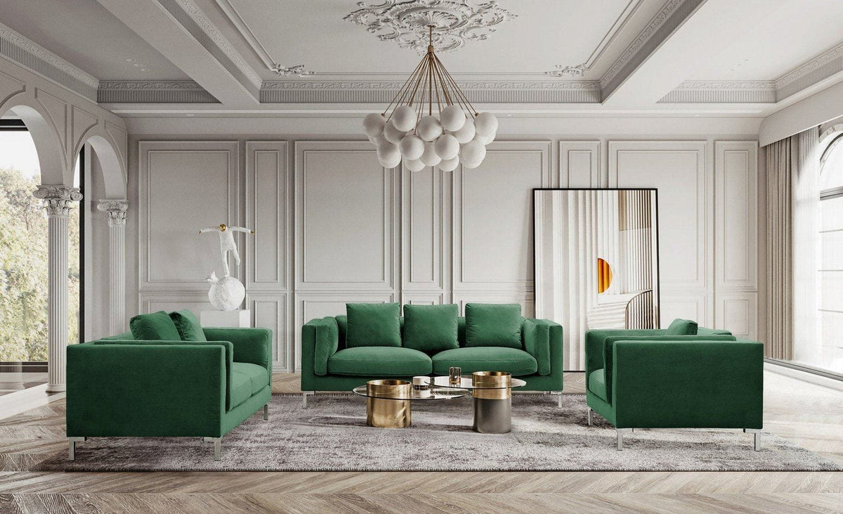 Iconic Home Emory 3 Piece Living Room Set Green