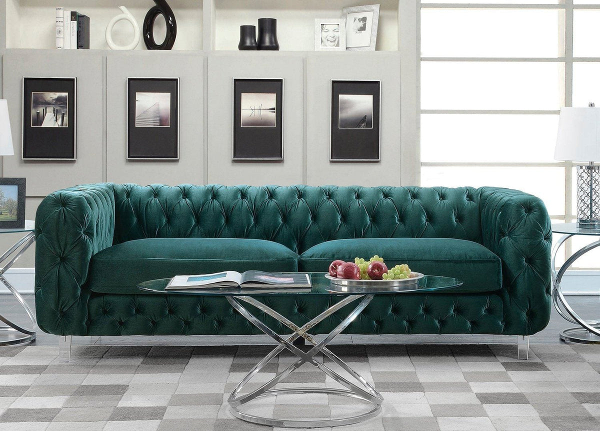 Iconic Home Syracus Plush Tufted Velvet Club Sofa 