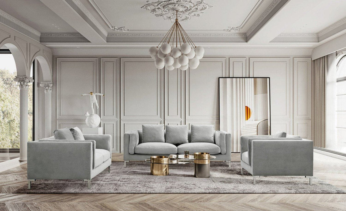 Iconic Home Emory 3 Piece Living Room Set Grey
