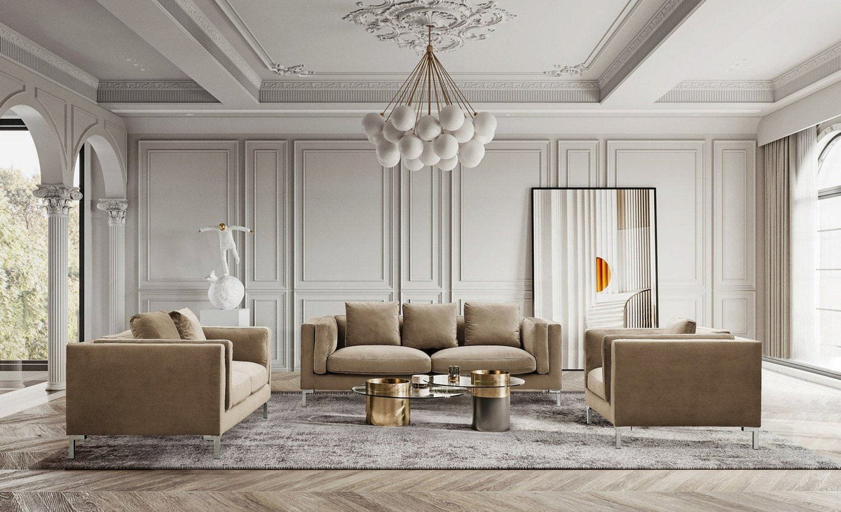 Iconic Home Emory 3 Piece Living Room Set Taupe