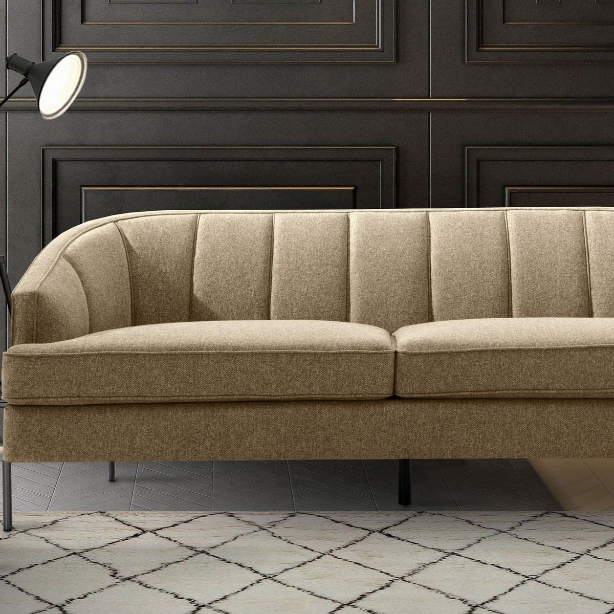 Iconic Home Astoria Linen Textured Sofa Taupe