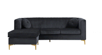 Iconic Home Brasilia Modular Chaise Velvet Sectional Sofa With Gold Legs Blush