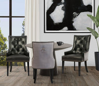 Iconic Home Cadence Faux Leather Velvet Dining Chair Set of 2 