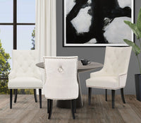 Iconic Home Cadence Faux Leather Velvet Dining Chair Set of 2 White
