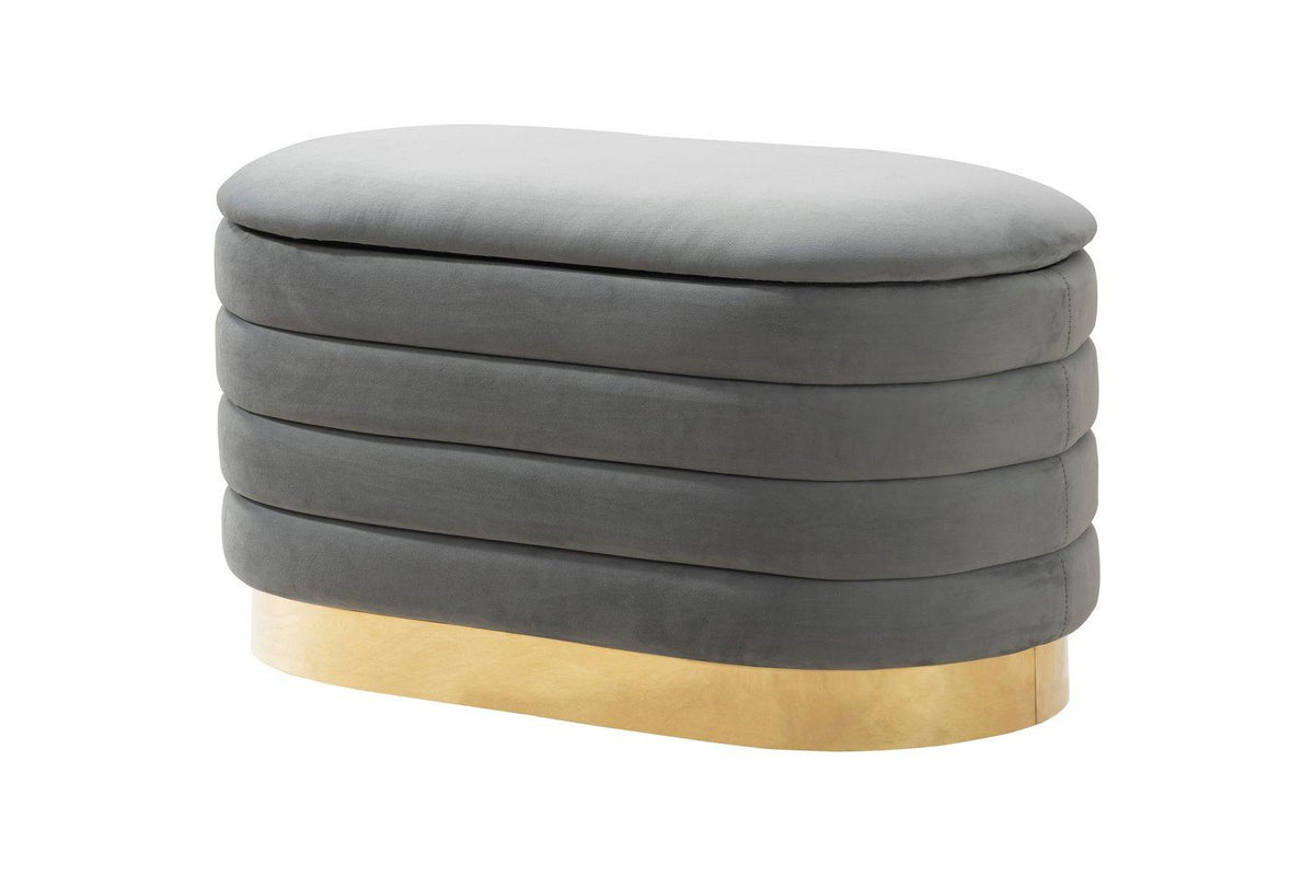 Iconic Home Cave Velvet Storage Bench 