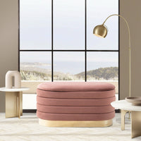 Iconic Home Cave Velvet Storage Bench Blush