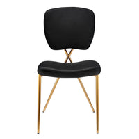 Iconic Home Chrissy Brass Legs Velvet Side Dining Chair Set of 2 Black