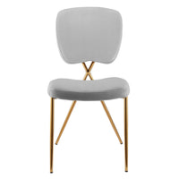 Iconic Home Chrissy Brass Legs Velvet Side Dining Chair Set of 2 Silver