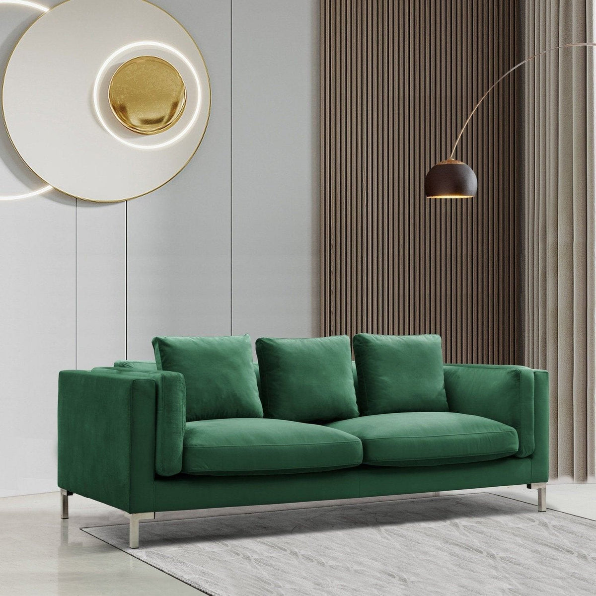 Iconic Home Emory Velvet Sofa Green
