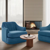 Iconic Home Eva Velvet Club Chair Blue