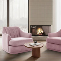 Iconic Home Eva Velvet Club Chair Blush